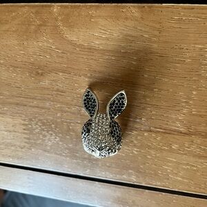 Black and Silver Stones Bunny Ring